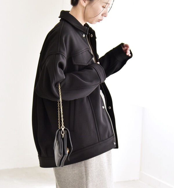 quaranciel「quaranciel:〈洗濯機可能〉ダンボール 裏起毛 コクーン オーバー シャツ ジャケット」|ブルゾン・スタジャン|