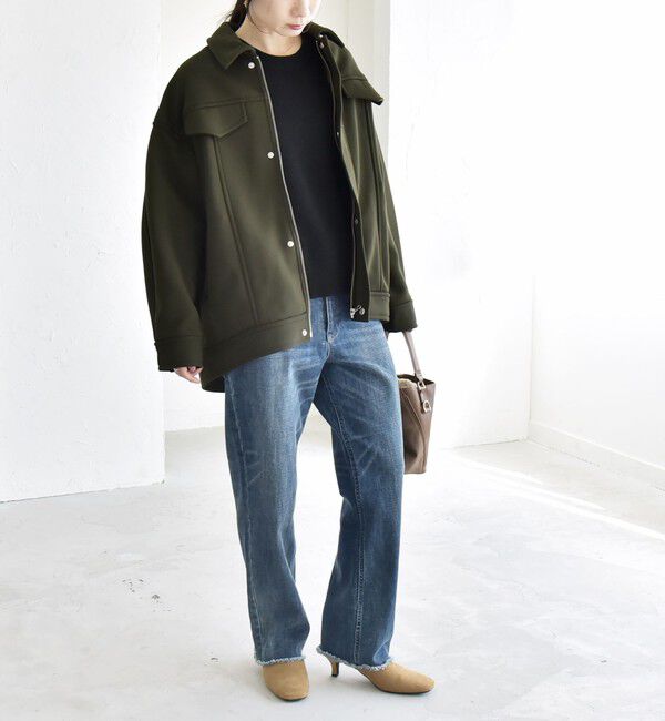 quaranciel「quaranciel:〈洗濯機可能〉ダンボール 裏起毛 コクーン オーバー シャツ ジャケット」|ブルゾン・スタジャン|