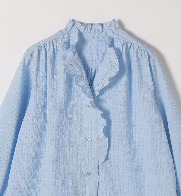 SHIPS any「SHIPS any:〈洗濯機可能〉フリルカラー スタンド & オープン シャツ ブラウス」|シャツ・ブラウス|