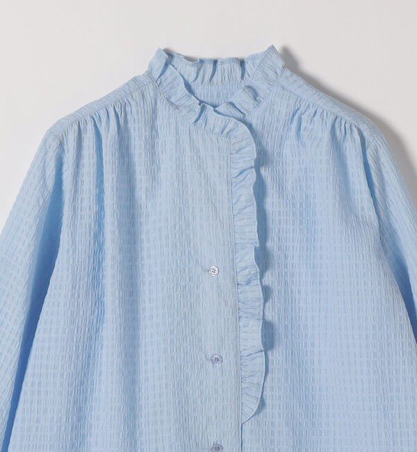 SHIPS any「SHIPS any:〈洗濯機可能〉フリルカラー スタンド & オープン シャツ ブラウス」|シャツ・ブラウス|