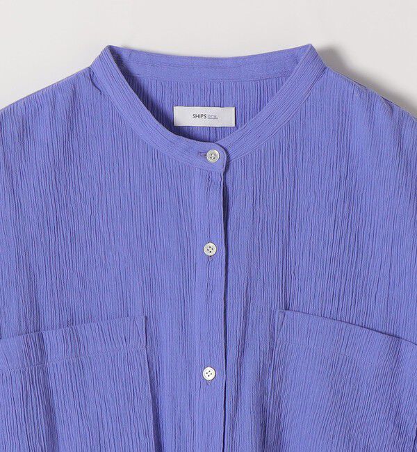 SHIPS any「《予約》SHIPS any:〈洗濯機可能〉楊柳 シアー バンド カラー フレア シャツ」|シャツ・ブラウス|