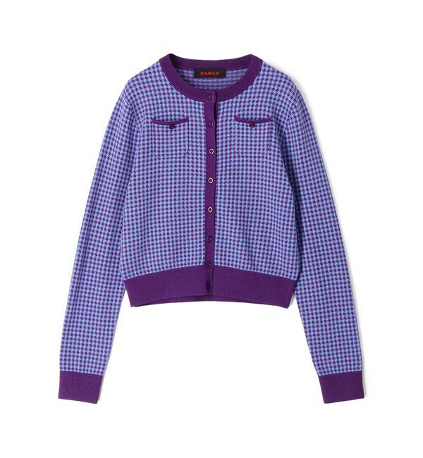 CABaN「コットンカシミヤ ギンガムチェックカーディガン」|カーディガン|78 ダークパープル系