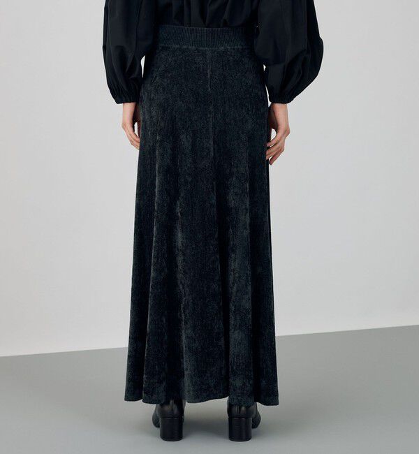 DES PRES「エアーシェニール フレアマキシスカート」|フレア|