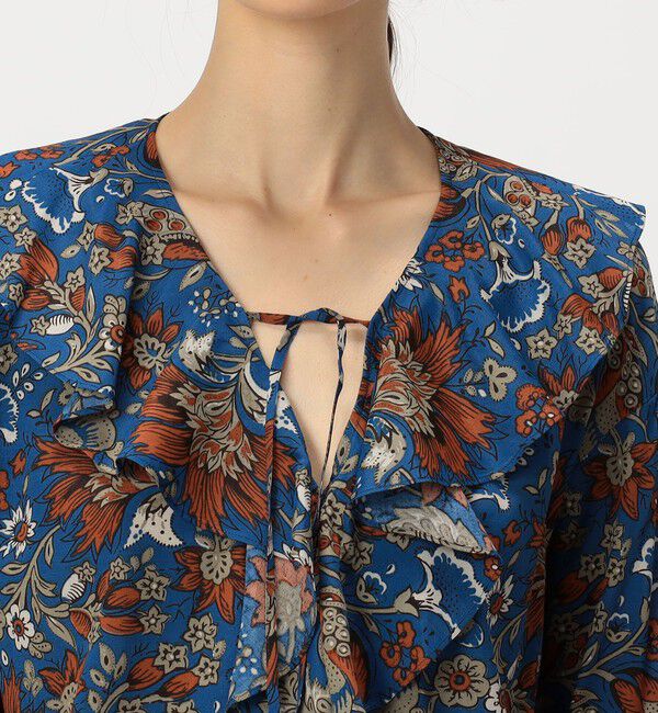 SOULEIADO「レーヨンプリント フリルブラウス」|シャツ・ブラウス|