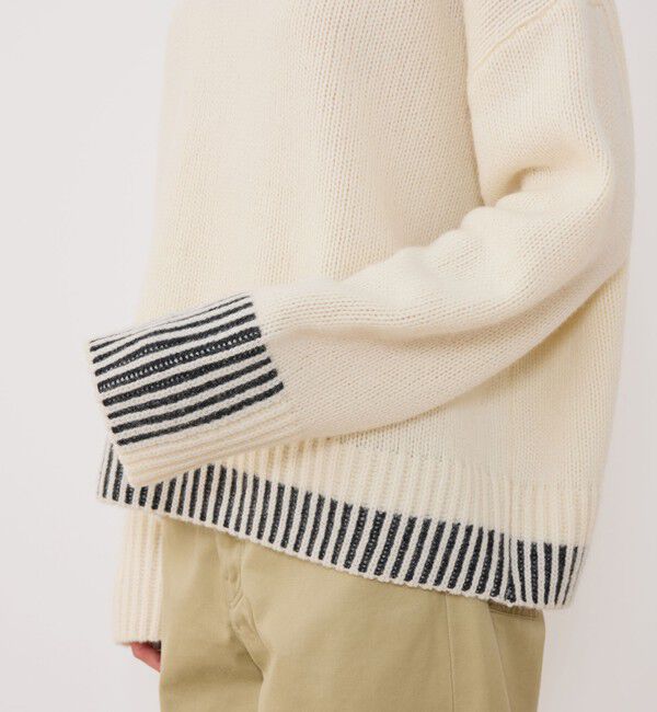 GALERIE VIE「パーシャルストライプ クルーネックプルオーバー」|ニット・セーター|