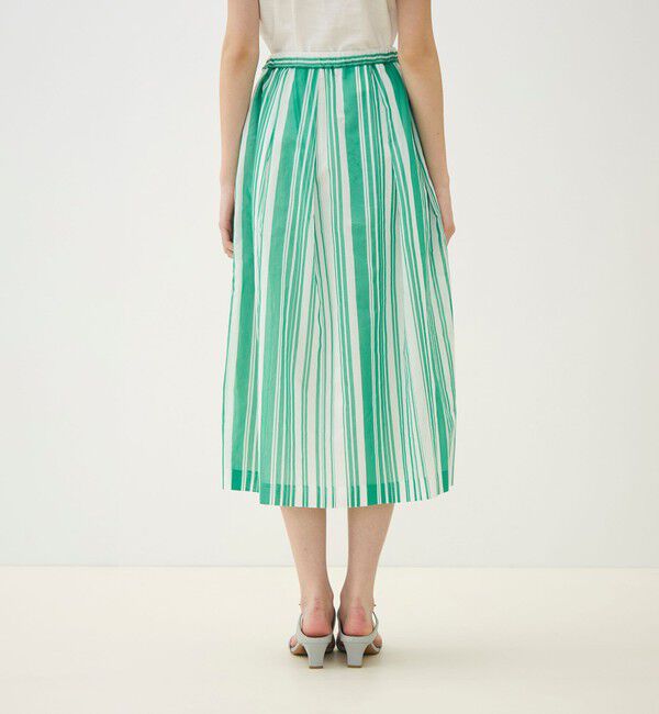 TOMORROWLAND collection「【WEB先行予約】シルクコットンランダムストライプ タックスイングスカート」|フレア|