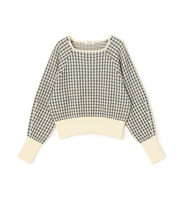 MACPHEE「ギマコットンチェック スクエアネックプルオーバー」|ニット・セーター|62 ブルー系