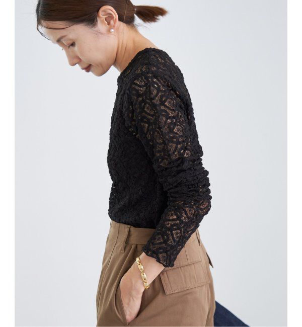 IENA「《追加3》ペイズリー ストレッチレースプルオーバー」|Tシャツ・カットソー|