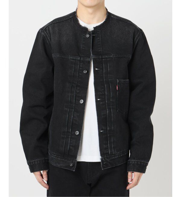 EDIFICE「《再入荷》Levi&rsquo;s(リーバイス) 別注 Type 1 Trucker Jacket BLACK "COLLARLESS"」|デニムジャケット|