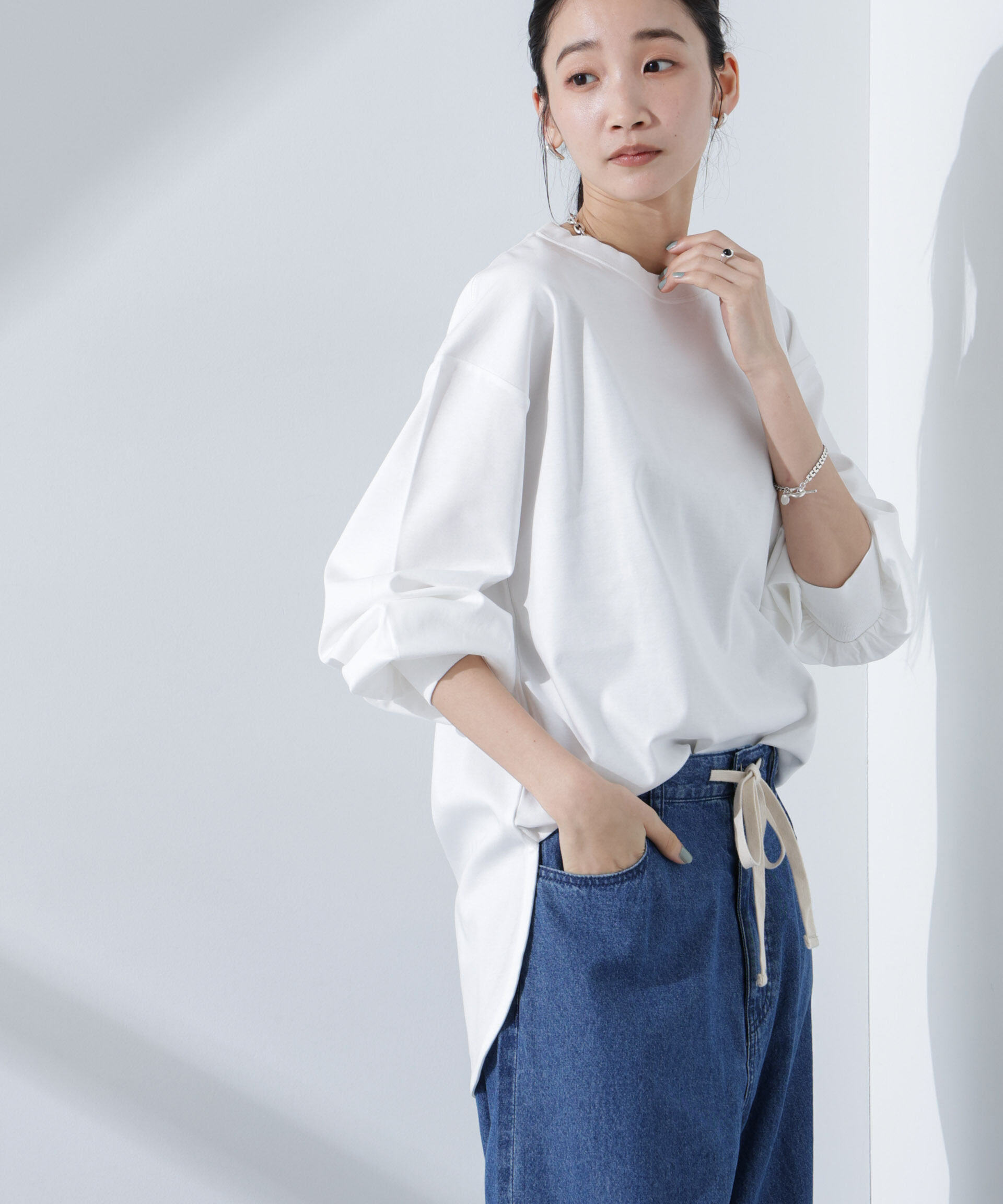 nano･universe「Anti SmellスムースシルケットロングスリーブTシャツ」|Tシャツ・カットソー|