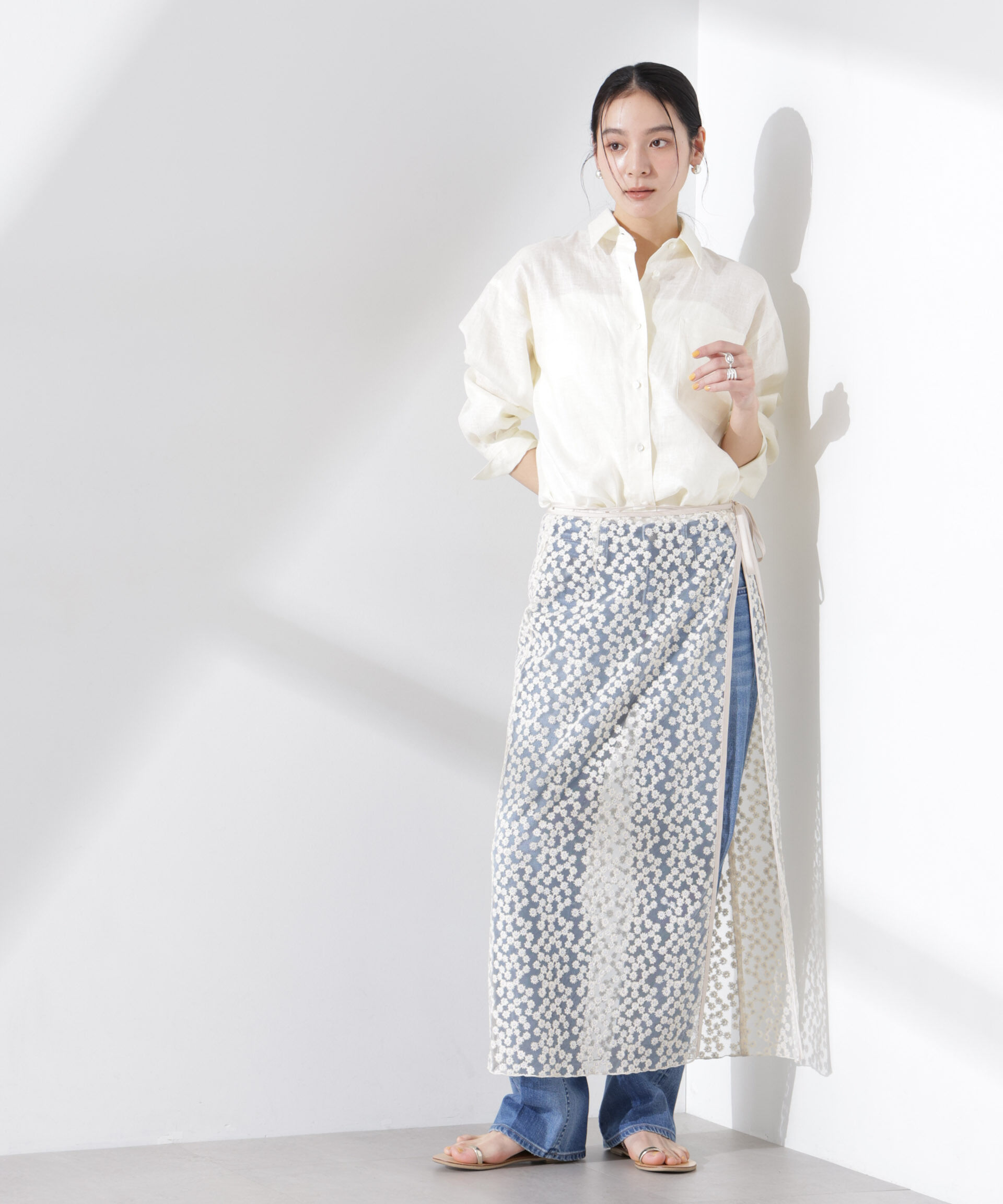 nano･universe「ヨーロピアンフラックス シアーシャツ（セットアップ可）」|シャツ・ブラウス|