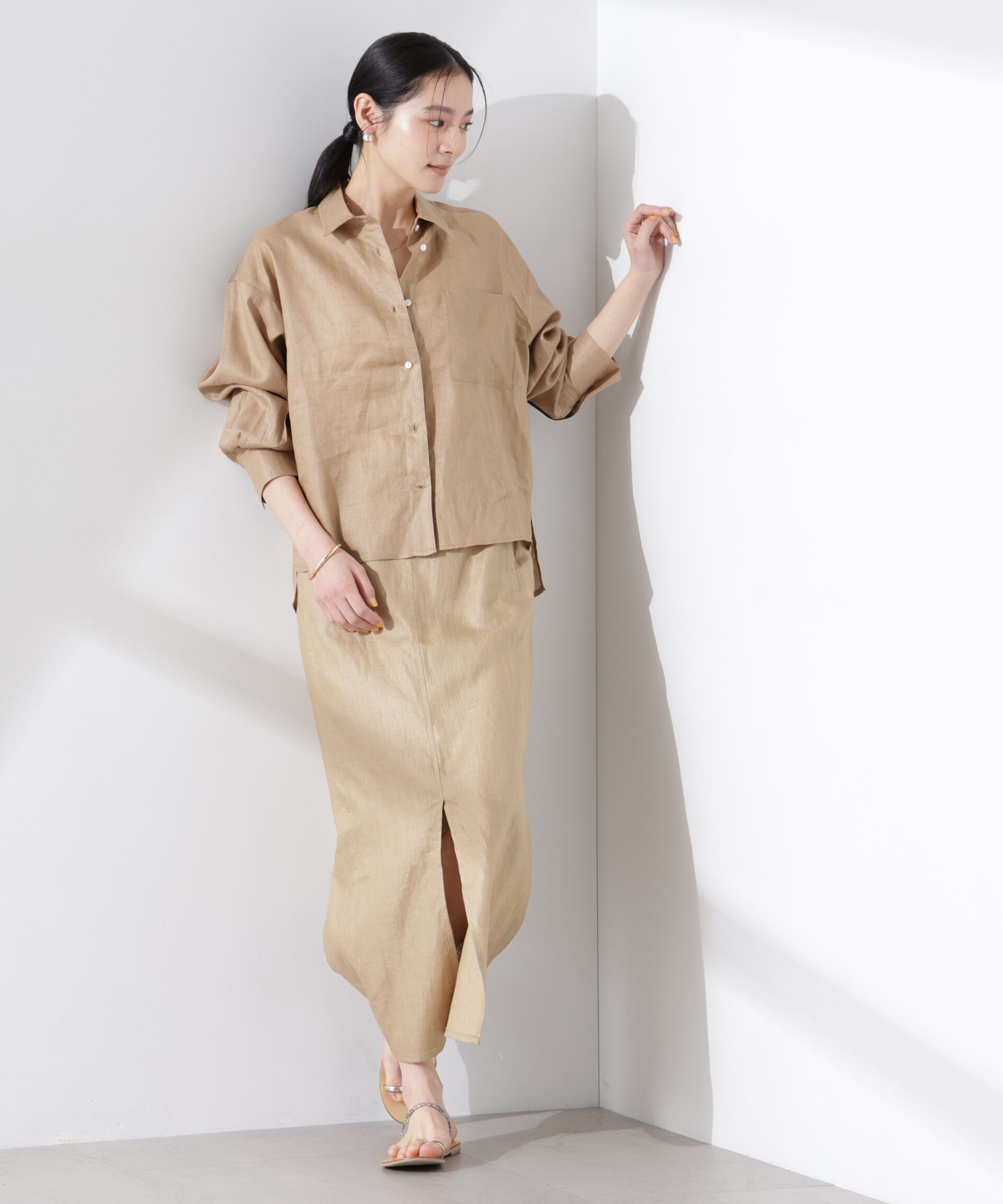 nano･universe「ヨーロピアンフラックス シアーシャツ（セットアップ可）」|シャツ・ブラウス|