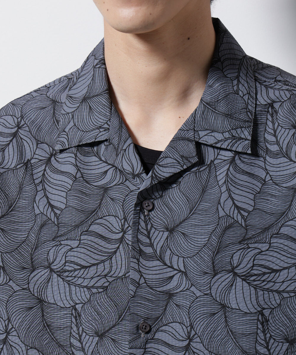 nano･universe「ボタニカルパターンサッカーシャツ 半袖(セットアップ可)」|シャツ・ブラウス|