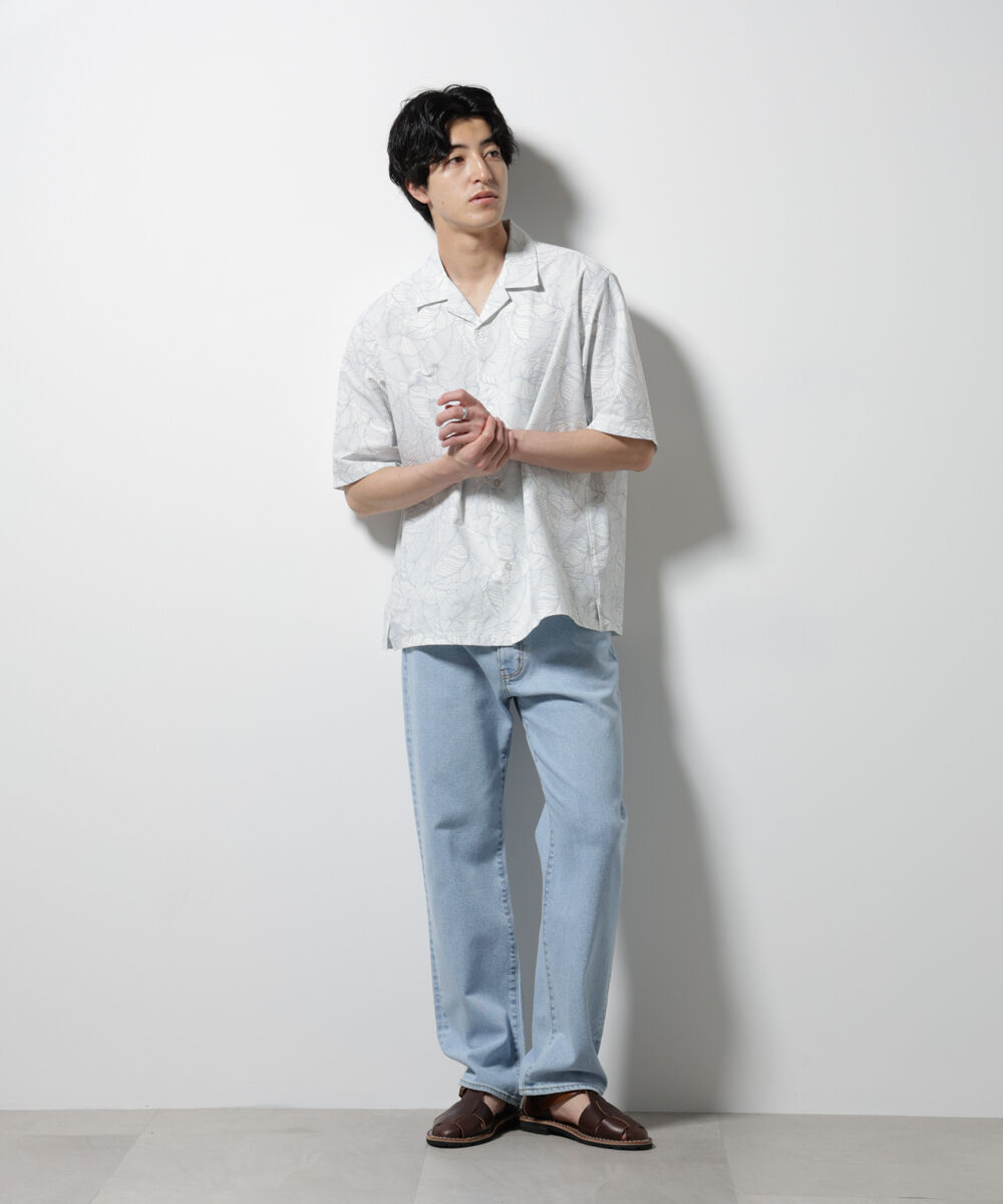 nano･universe「ボタニカルパターンサッカーシャツ 半袖(セットアップ可)」|シャツ・ブラウス|