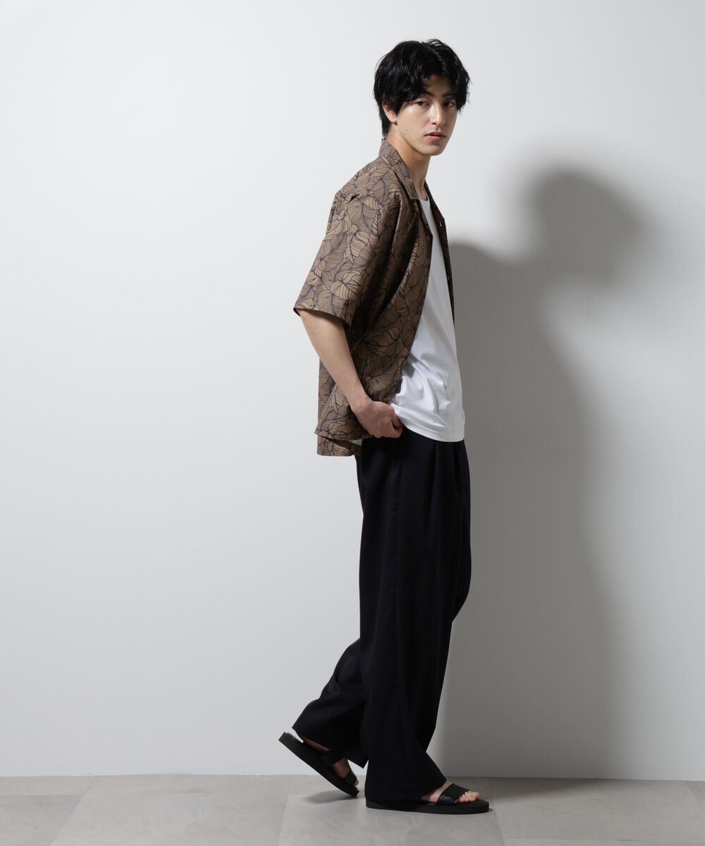 nano･universe「ボタニカルパターンサッカーシャツ 半袖(セットアップ可)」|シャツ・ブラウス|