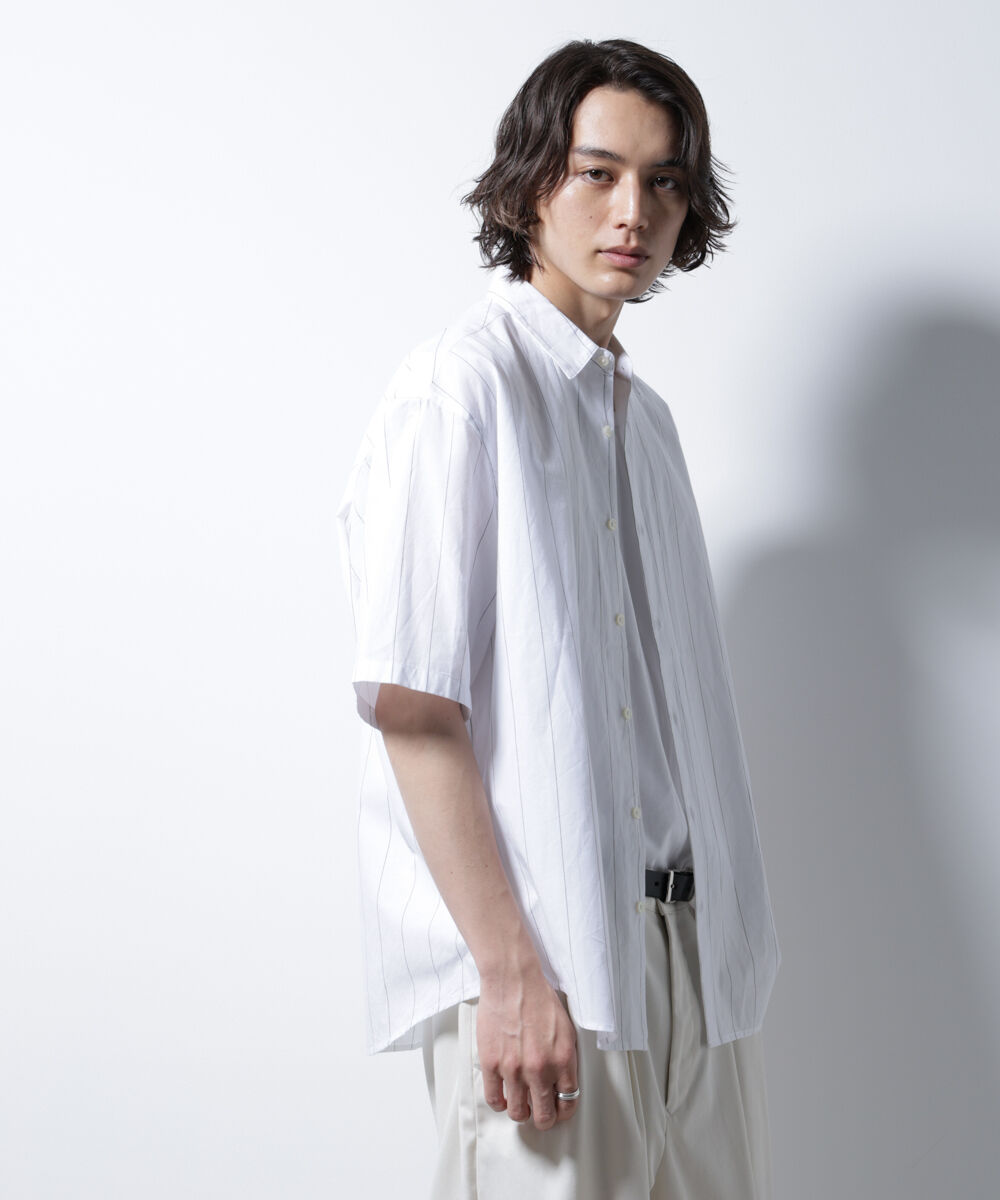 nano･universe「レギュラーカラーコットンリネンストライプシャツ」|シャツ・ブラウス|
