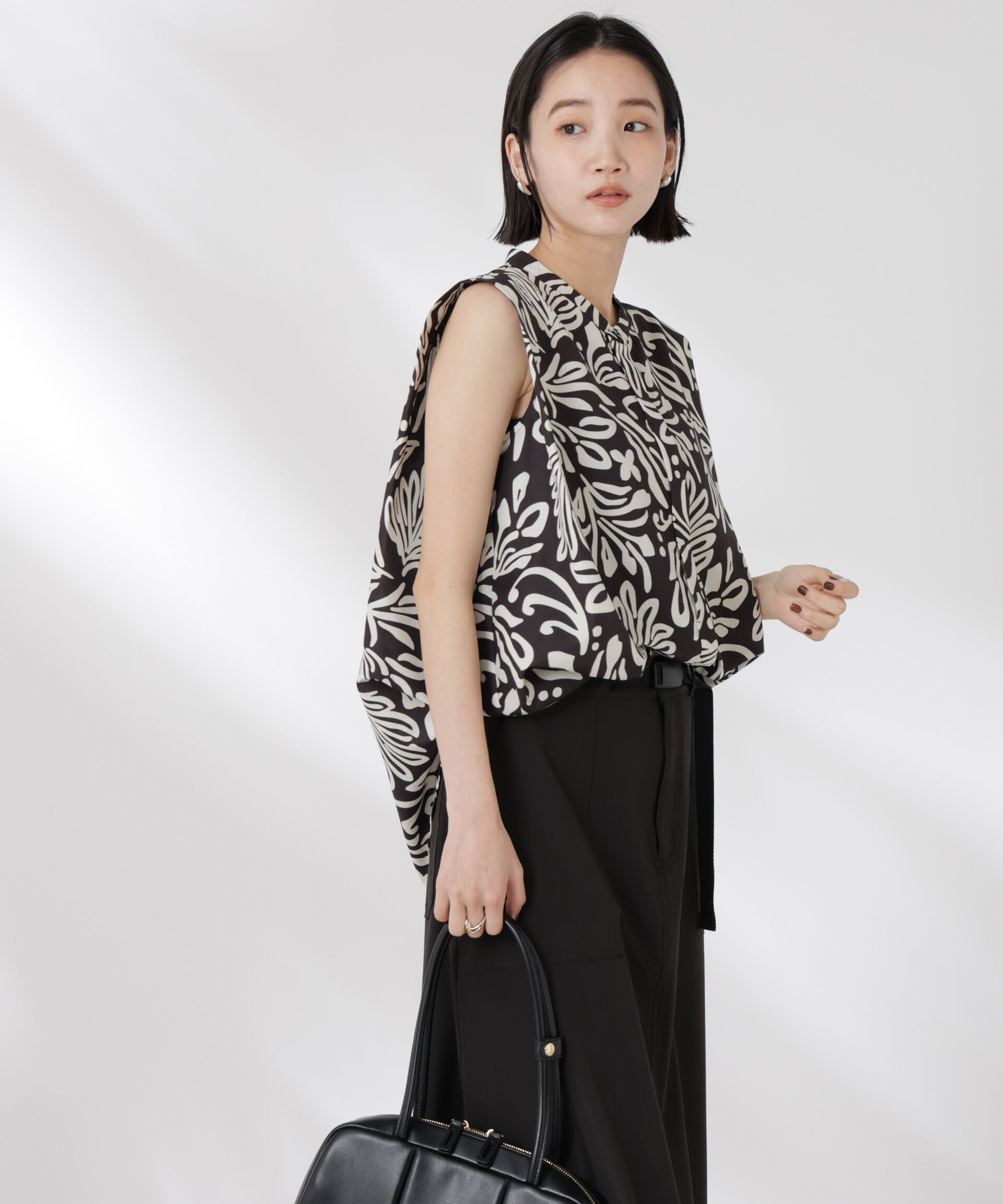 nano･universe「ボタニカルプリントノースリーブフレアブラウス(セットアップ可)」|シャツ・ブラウス|