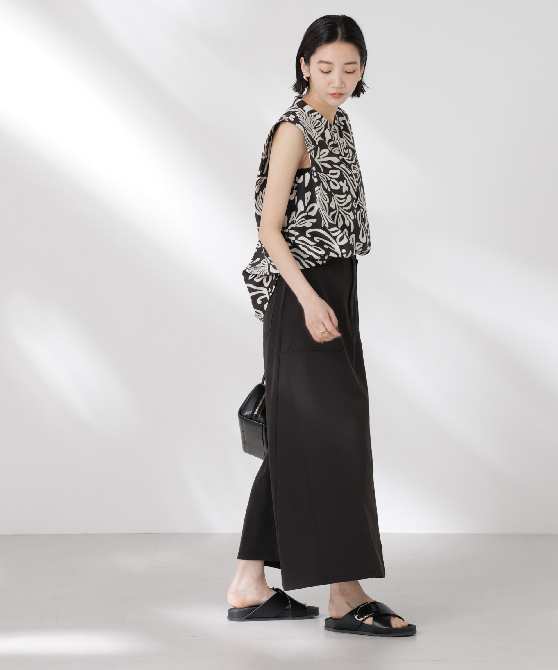 nano･universe「ボタニカルプリントノースリーブフレアブラウス(セットアップ可)」|シャツ・ブラウス|