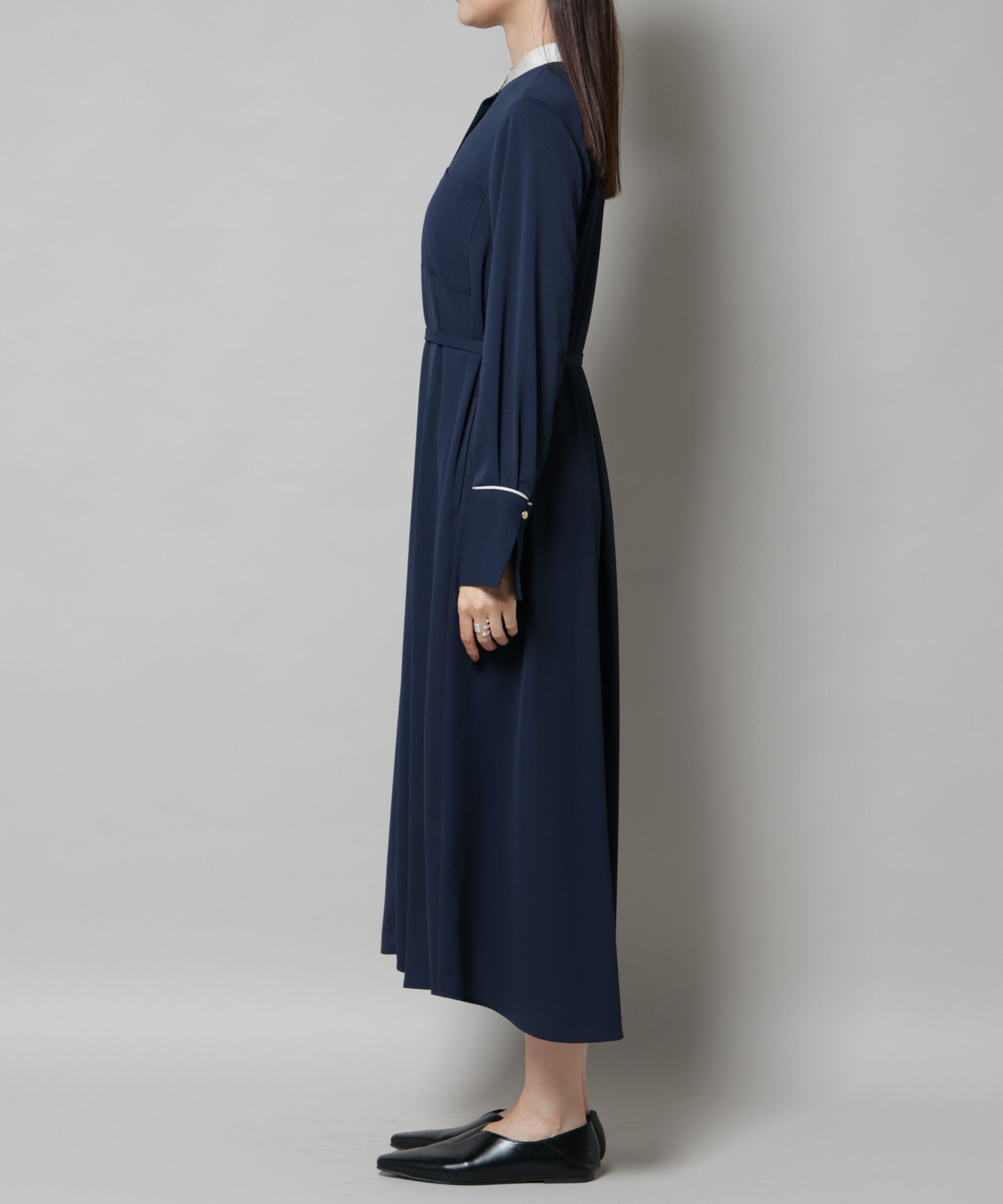 nano･universe「スタンドバイカラーベルト付きワンピース」|ワンピース|