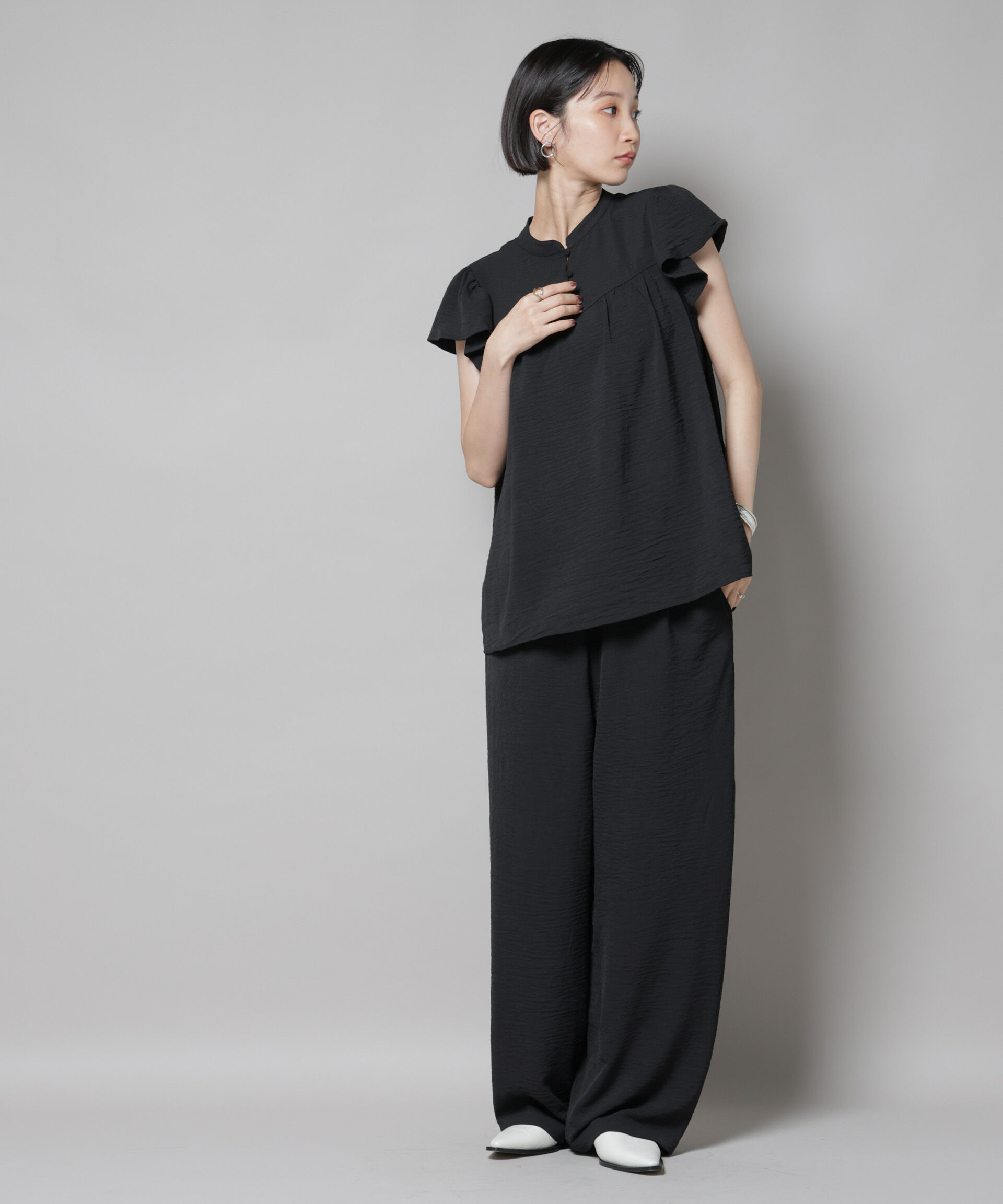 nano･universe「フリルスリーブブラウス(セットアップ可)」|シャツ・ブラウス|