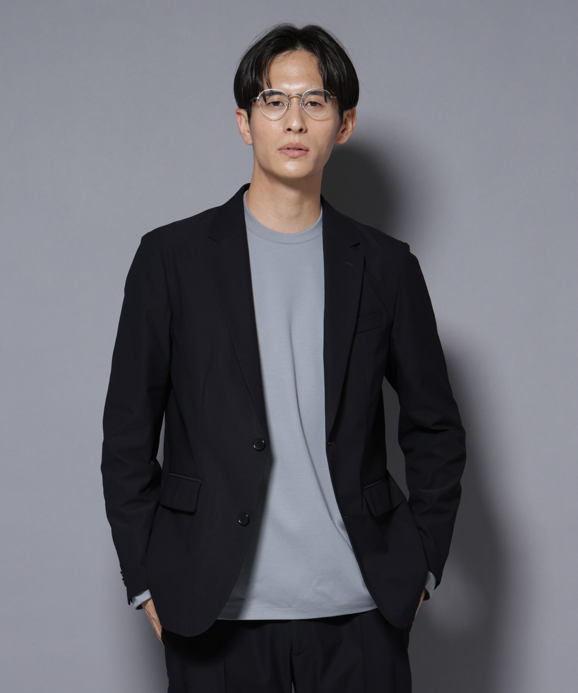 nano･universe「｢N JACKET BASIC｣TEXBRID(R) ﾂｲﾙｼﾞｬｹｯﾄ/ｽﾄﾚｯﾁ･撥水(ｾｯﾄｱｯ 」|スーツ|D.ネイビー1