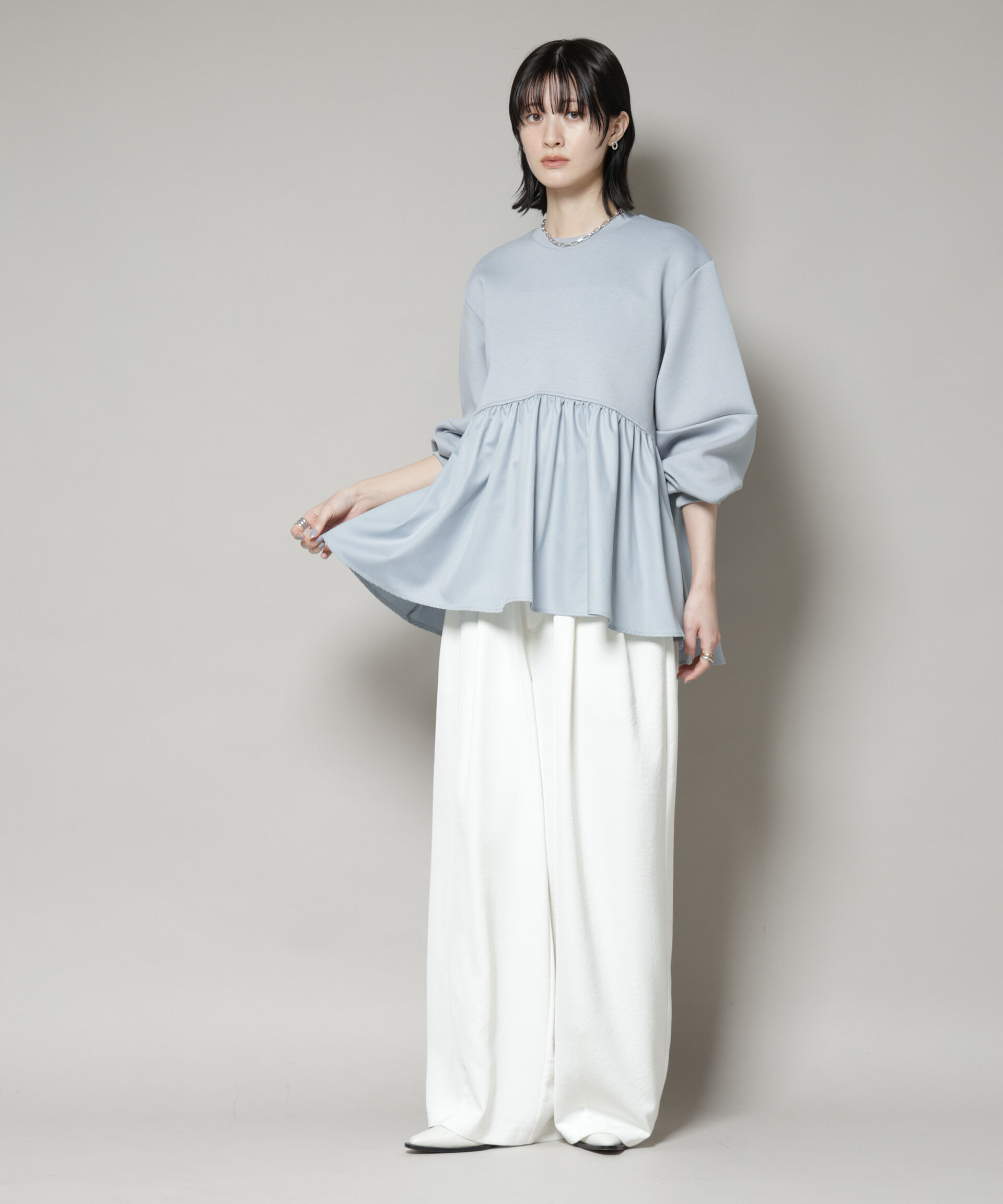 nano･universe「布帛コンビペプラムカットトップス」|Tシャツ・カットソー|