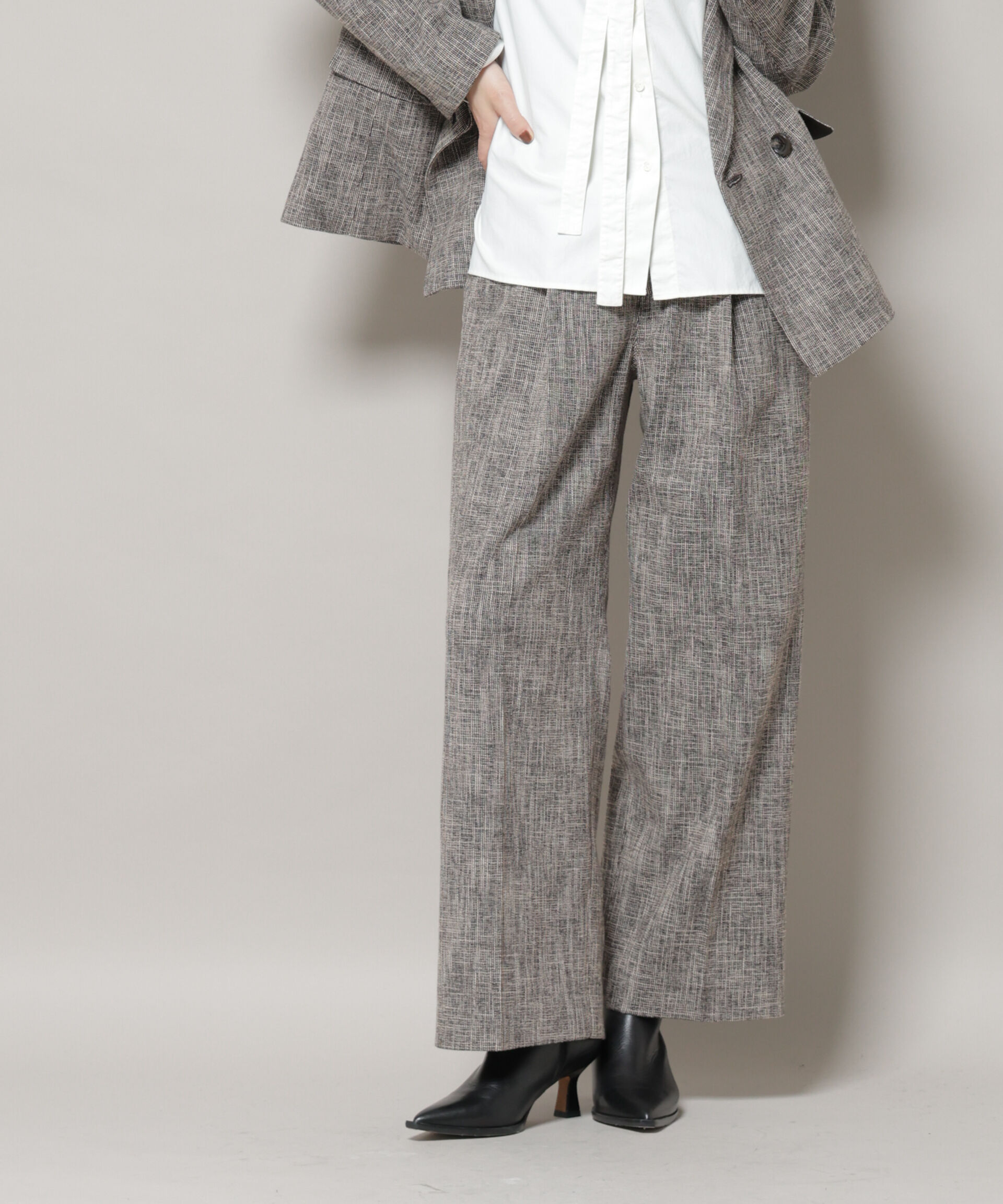 nano･universe「ツイードタックセミワイドパンツ(セットアップ可)」|チノ|