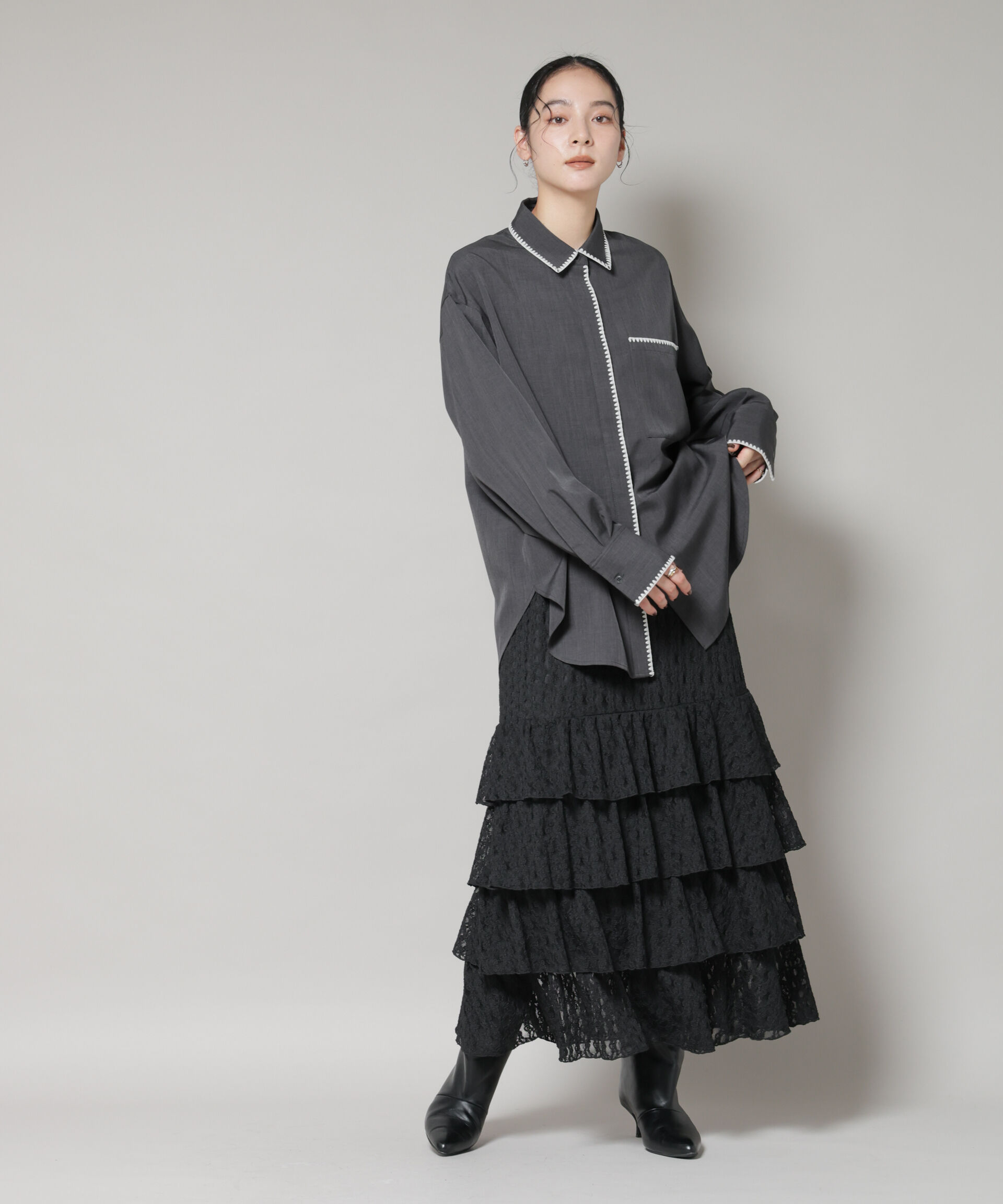 nano･universe「ティアードフリルレーススカート」|スカート|