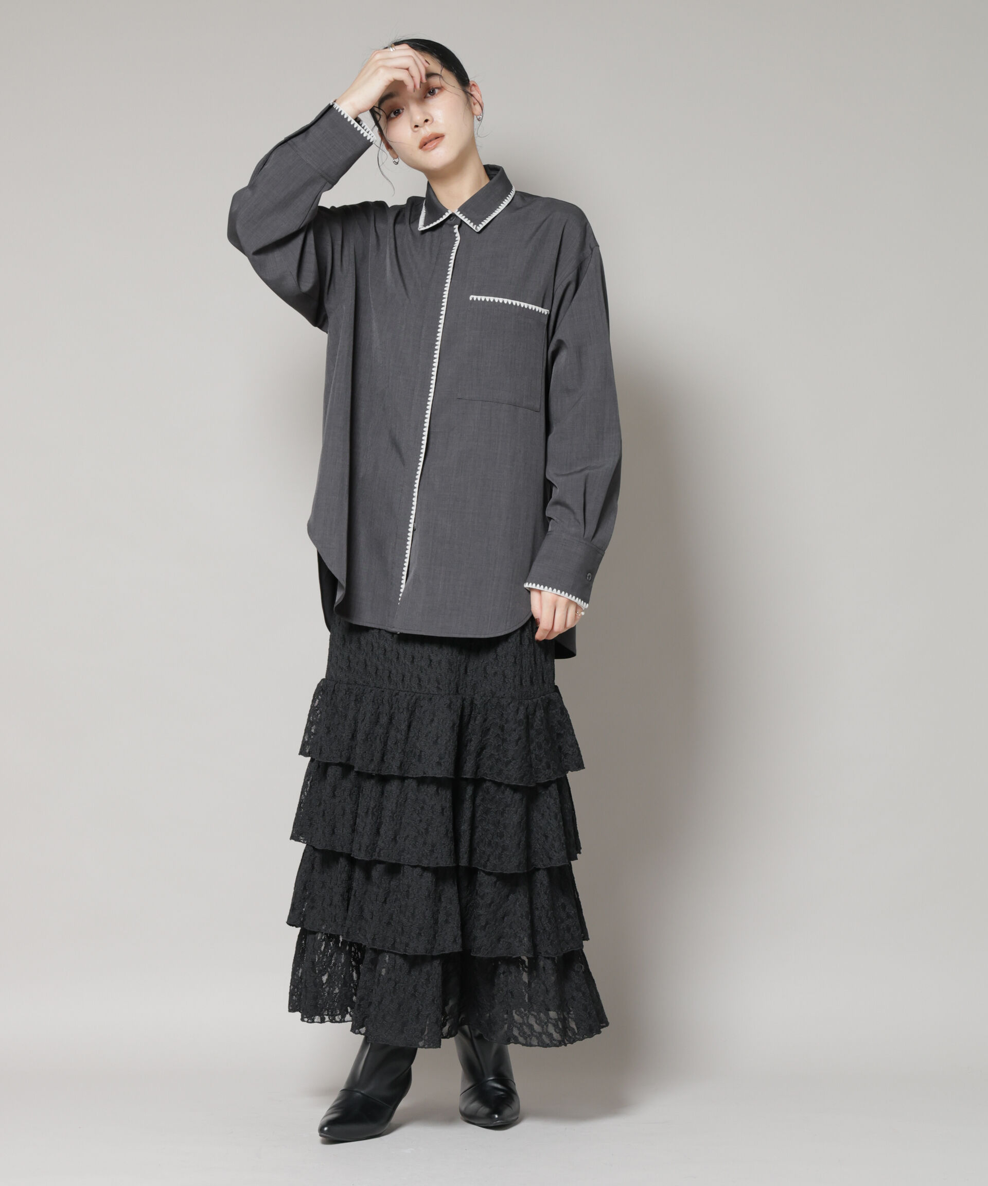 nano･universe「ティアードフリルレーススカート」|スカート|