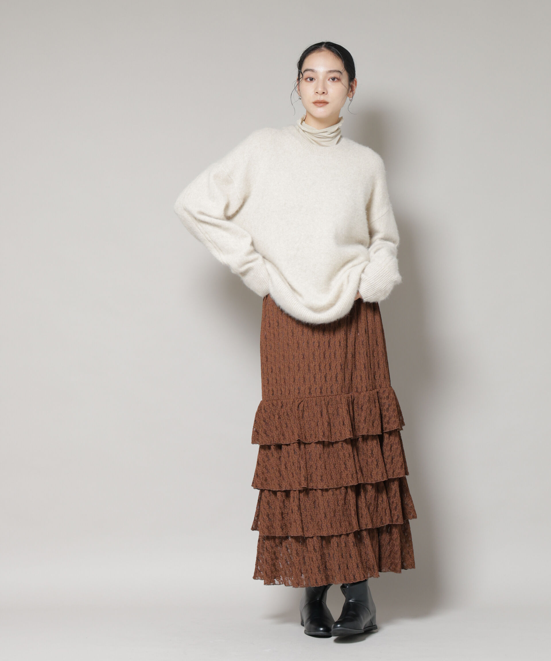 nano･universe「ティアードフリルレーススカート」|スカート|