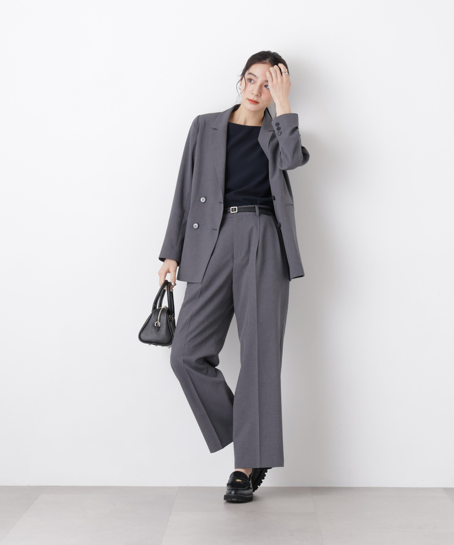 nano･universe「ライトファンクションタックセミワイドパンツ(セットアップ可)」|チノ|