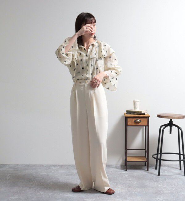 fredy emue「シアー楊柳刺繍ケープブラウス」|シャツ・ブラウス|