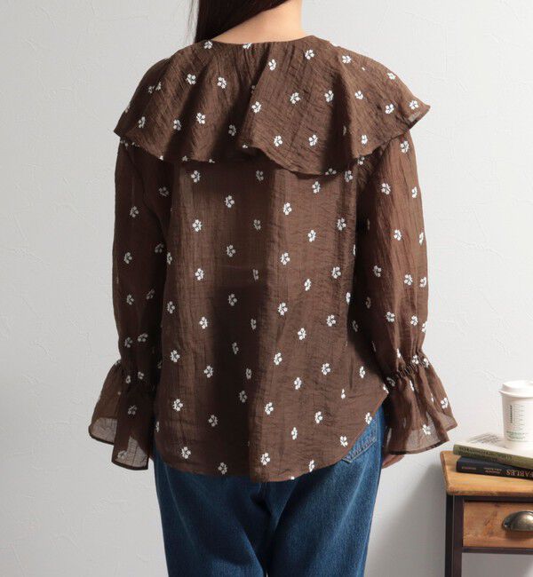 fredy emue「シアー楊柳刺繍ケープブラウス」|シャツ・ブラウス|