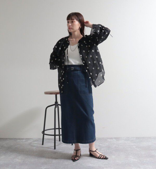 fredy emue「シアー楊柳刺繍ケープブラウス」|シャツ・ブラウス|