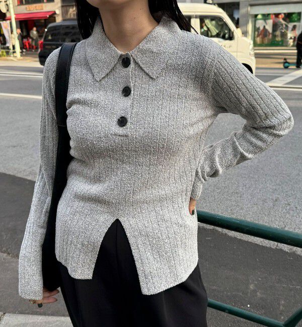 fredy emue「センタースリット衿付きプルオーバー」|ニット・セーター|