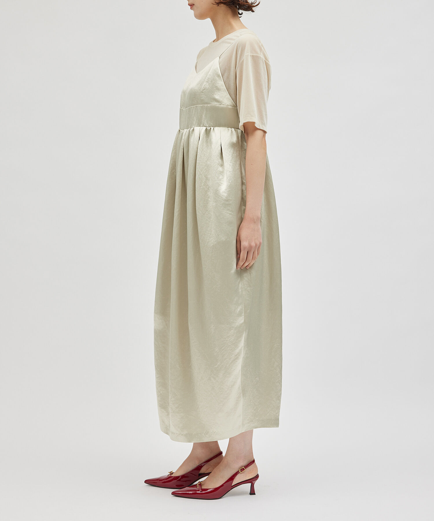 ROPE「ヘビーサテンキャミワンピース」|ワンピース|