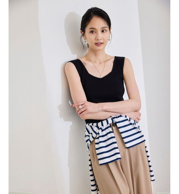 ROPE「テレコスリーブレスニットプルオーバー/洗える」|ニット・セーター|