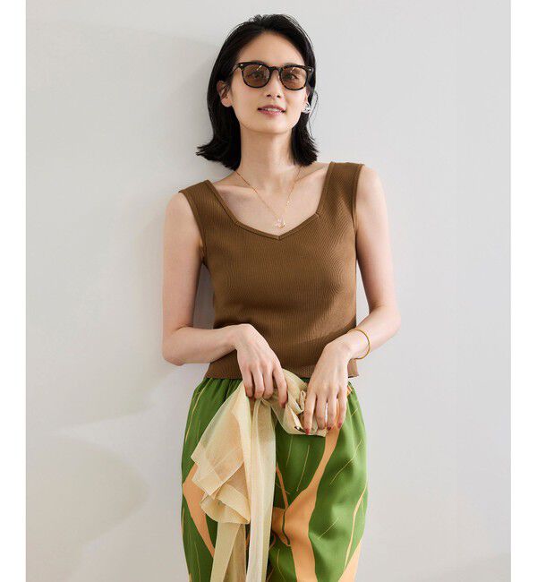 ROPE「テレコスリーブレスニットプルオーバー/洗える」|ニット・セーター|