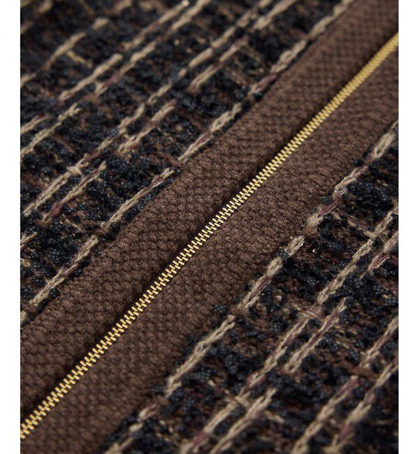 ROPE「ツイードZIPノーカラーカーディガン/イージーケア」|カーディガン|