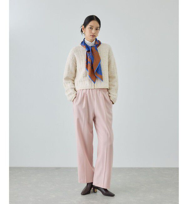 ROPE「ツイードZIPノーカラーカーディガン/イージーケア」|カーディガン|