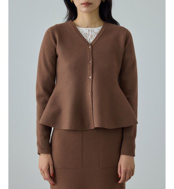 ROPE「ウール混ニットペプラムカーディガン/イージーケア・セットアップ対応」|ニット・セーター|