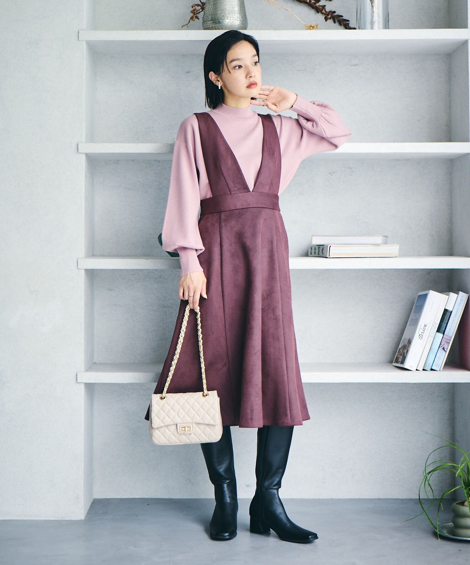 Juze「スクエアトゥストレッチロングブーツ」|その他|