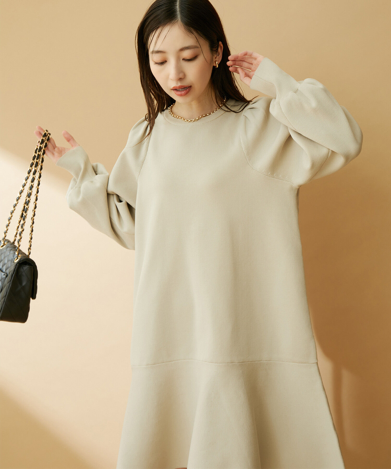 VIS「パフスリーブ切り替えミニフレアワンピース」|ワンピース|