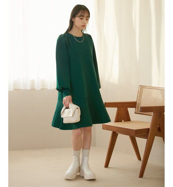 VIS「パフスリーブ切り替えミニフレアワンピース」|ワンピース|