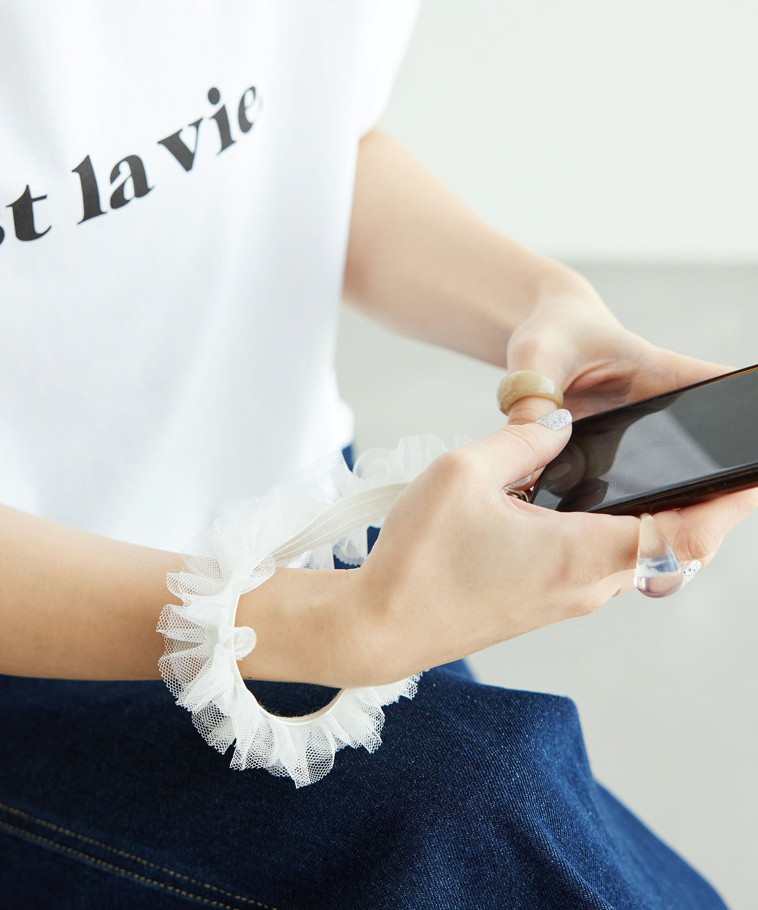 ROPE PICNIC PASSAGE「チュールフリルスマホストラップ」|その他|オフホワイト(15)