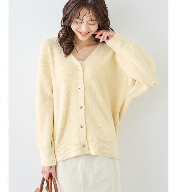 Rope&rsquo;Picnic「【新色追加】スフレニットシリーズ 変形メタルボタンミドル丈カーディガン/イージーケア・リンクコーデ」|カーディガン|