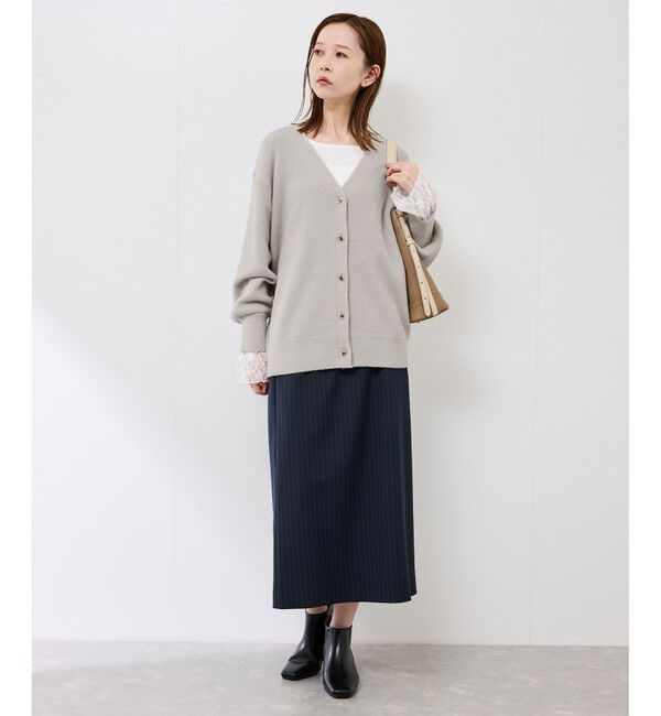 Rope&rsquo;Picnic「【新色追加】スフレニットシリーズ 変形メタルボタンミドル丈カーディガン/イージーケア・リンクコーデ」|カーディガン|