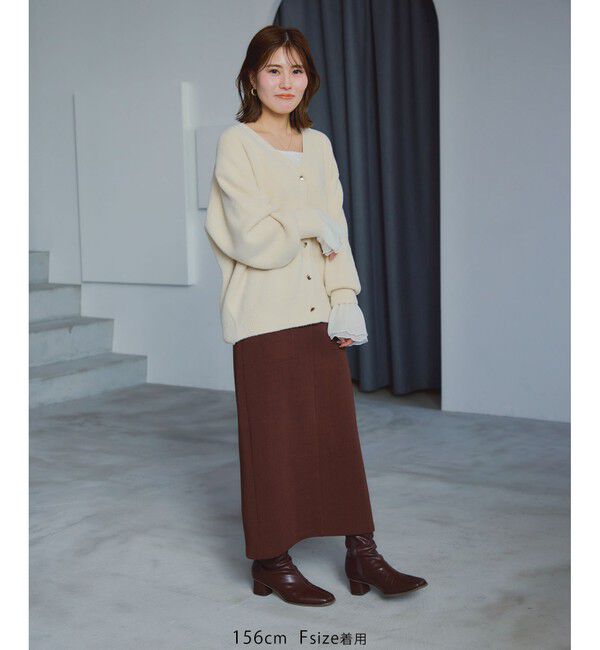 Rope&rsquo;Picnic「【新色追加】スフレニットシリーズ 変形メタルボタンミドル丈カーディガン/イージーケア・リンクコーデ」|カーディガン|