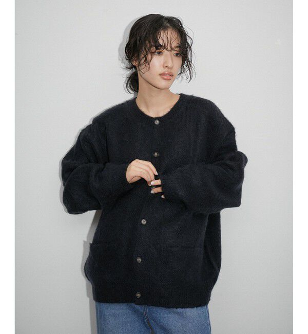 ADAM ET ROPE'「【定番】モヘアミックス オーバーサイズ クルーネックカーディガン / ユニセックス」|カーディガン|
