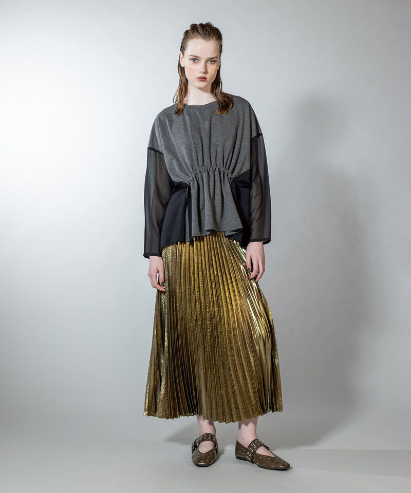  「フォイルコーティングプリーツスカート」|スカート|